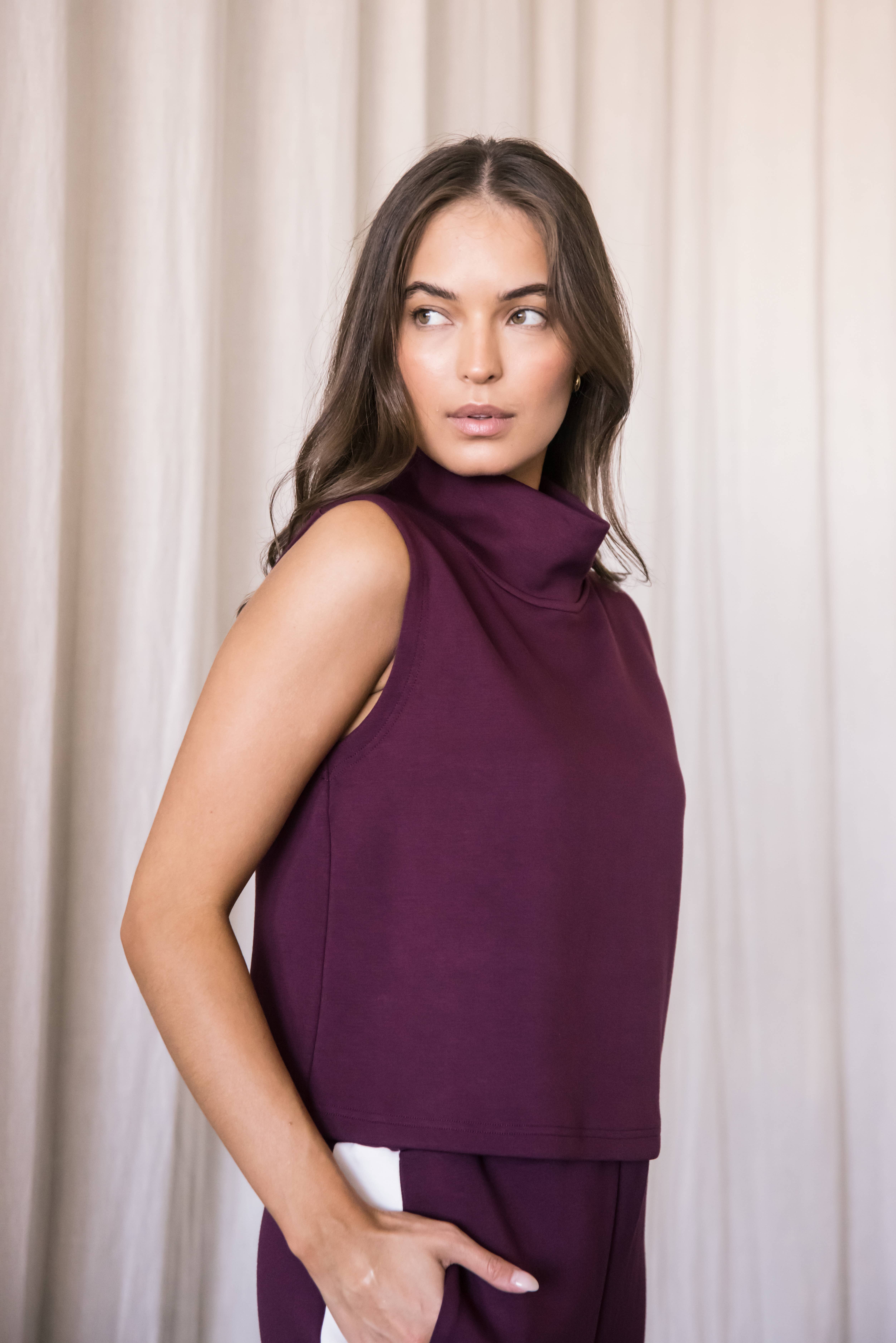 P. CILL - Wholesale Knit Top - Women's - P. CILL Butter Modal Cowl Neck Sleeveless Top42