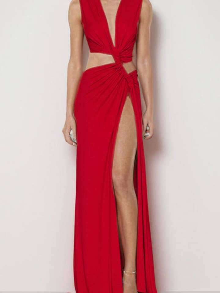 Mccolin - Wholesale Dress - Women's - Plunging Cut-Out Maxi Dress6