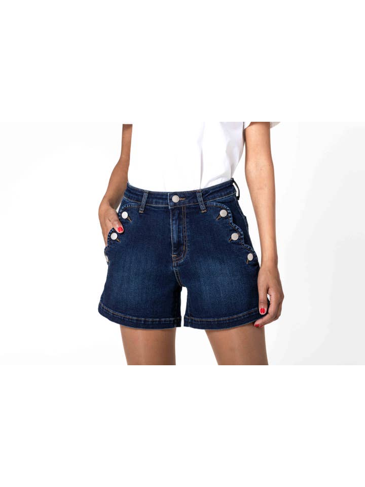 Nina Carter - Wholesale Shorts - Women's - Denim High Waisted Stretch Denim Shorts P20615
