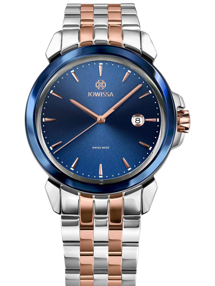 Montre Homme LeWy 3 Swiss J4.250.L avec cadran bleu et bracelet acier inoxydable bicolore pour la vente par Jowissa