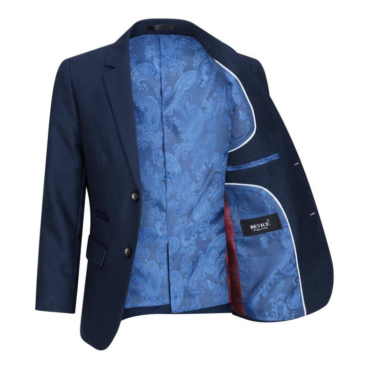 Marine Jungen 3-teiliger marineblauer Birdseye-Tweed-Anzug für den Großhandel auf Faire