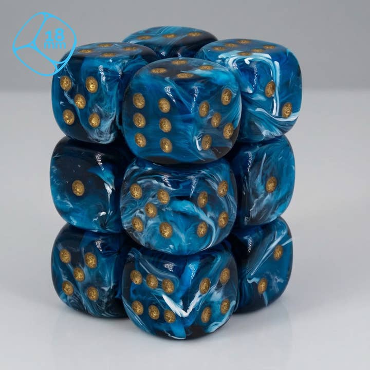 Maro céu da meia-noite / ouro 18mm W6 Conjunto (12 peças) por atacado de WeLoveDice