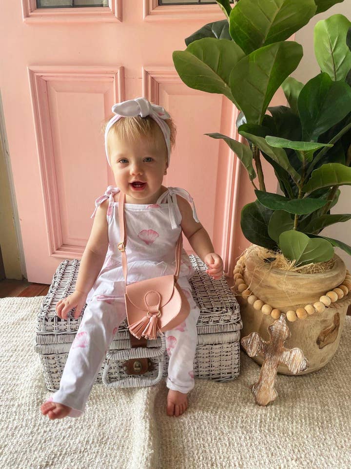 Girls Aerin Pink Petal Cotton Jersey Tie Shoulder Top (Limited Edition Print) Up To 5T for wholesale by Maman