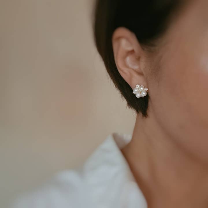 Ellison+Young - Wholesale Stud/Post Earrings - Four Pearls Stud Earrings