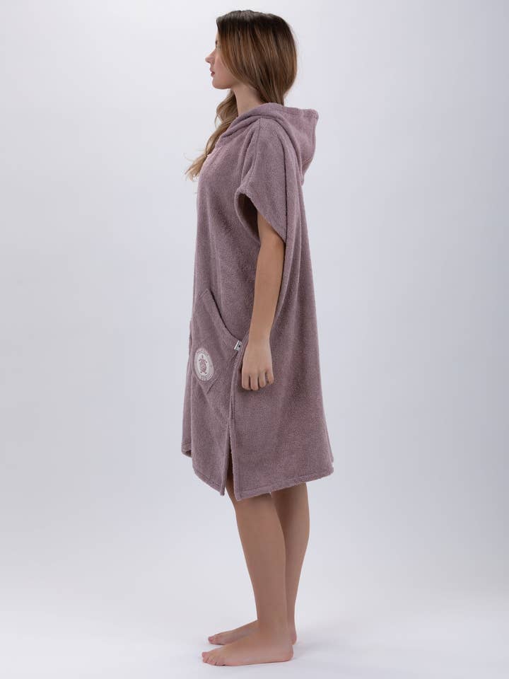 PACIFIQUE SUD - Vendita all'ingrosso Poncho - Donna - Poncho da Surf Marrone - Taglia Unica - Cotone - Senza maniche - Con Chiusura Zip1