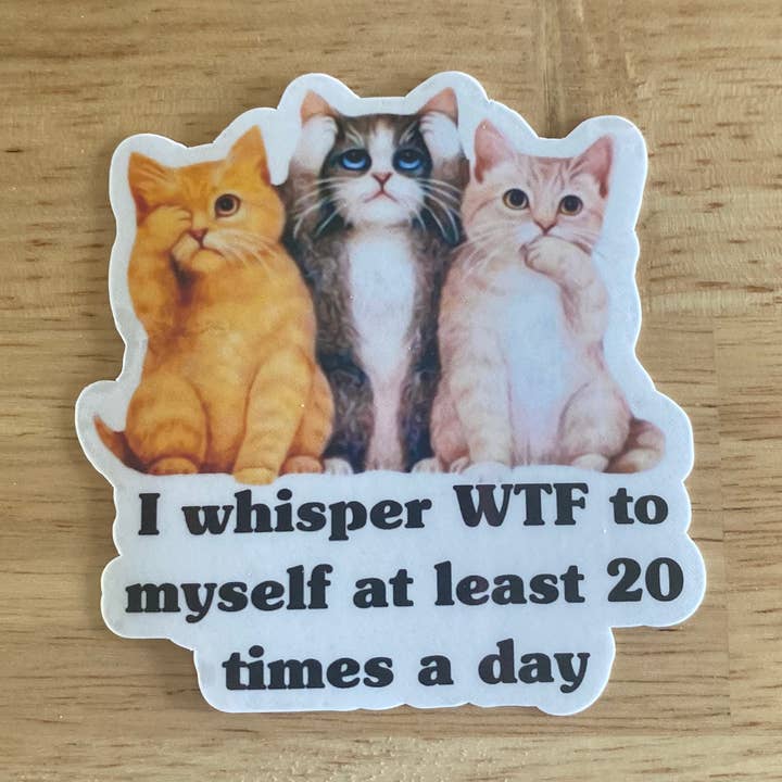 Sticker in vintage stijl „I Whisper WTF To Myself” voor wholesale door Lemonsgrace Designs