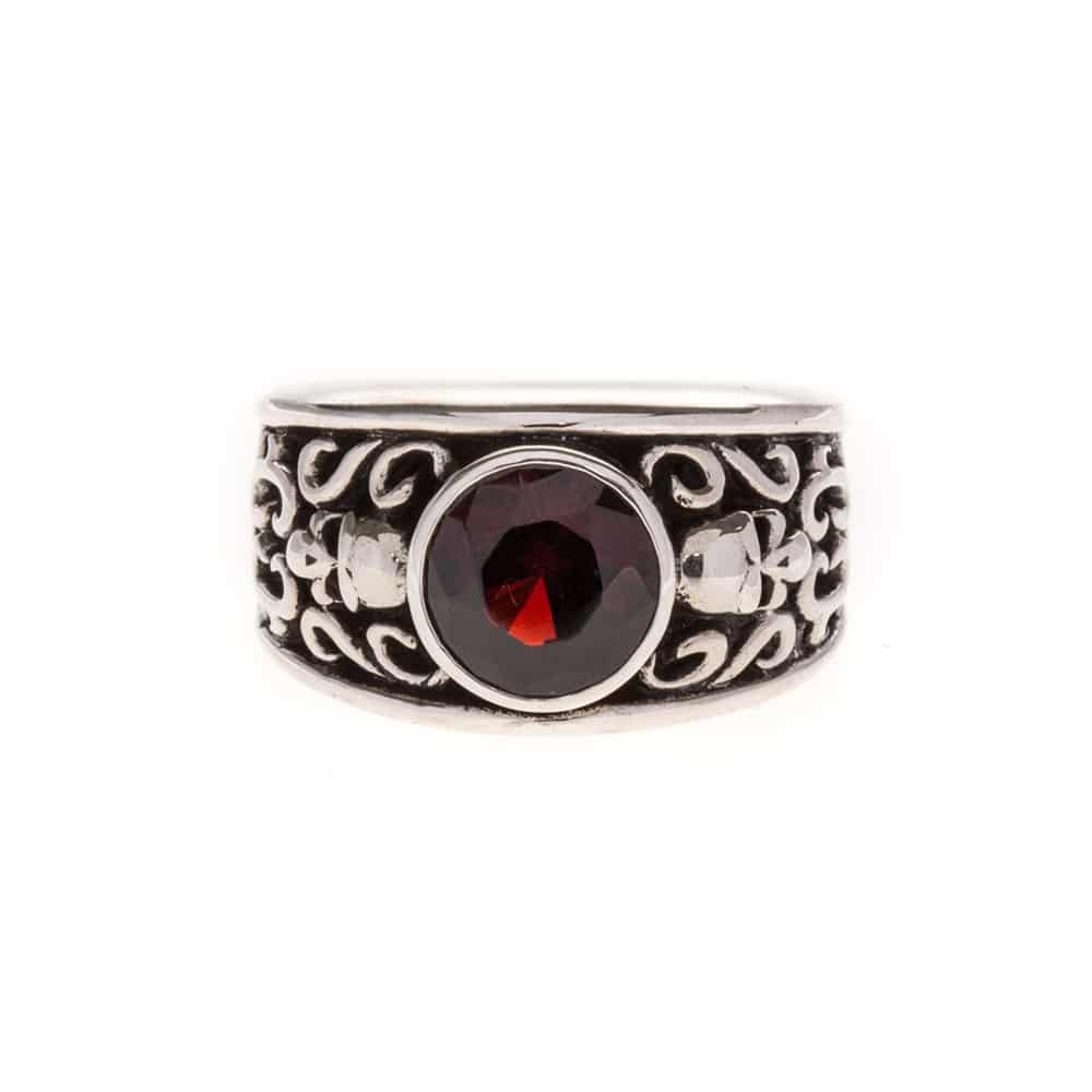 Orus bijoux men – Großhandel Einzelstein-/Solitär-Ring – Solo Skulls Rubin Skull Silber Herrenring