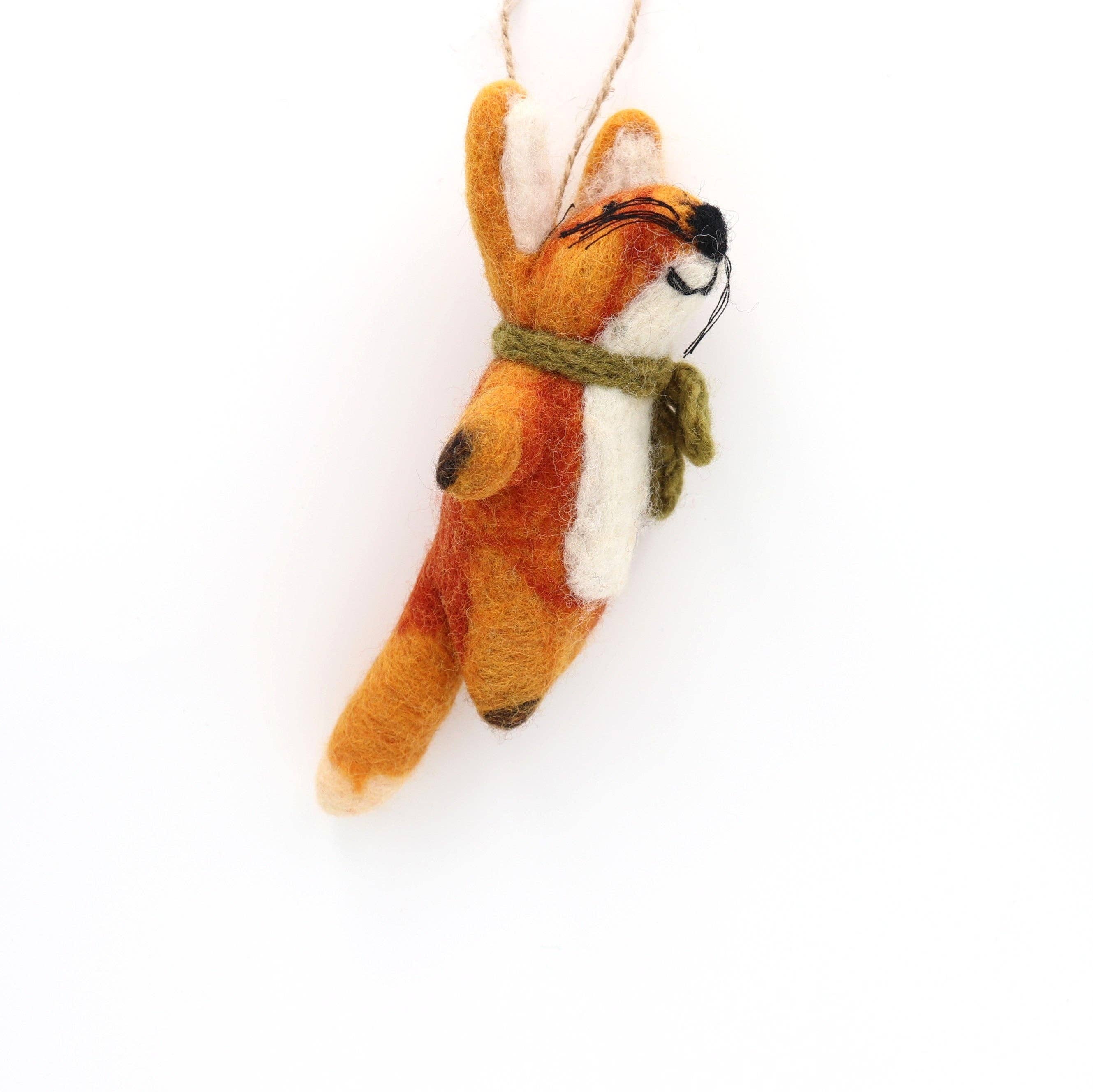 Sparkle Being – wholesale Ornament – Wool Felt Scarf Fox Ornament – Handmade in Nepal5