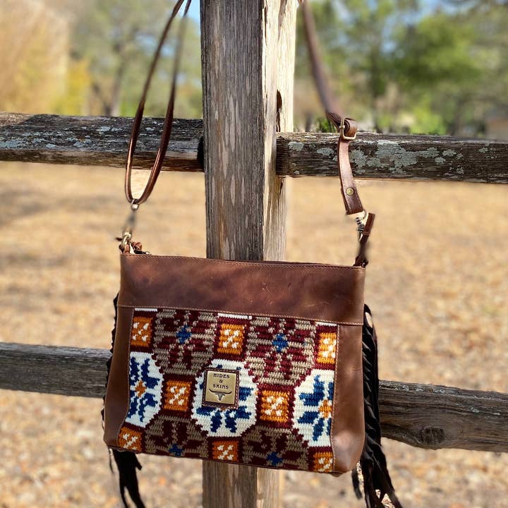 MONTANA Southwestern CROSSBODY Aztec Saddle Blanket Purse for wholesale by Cowhide Texas Store Inc