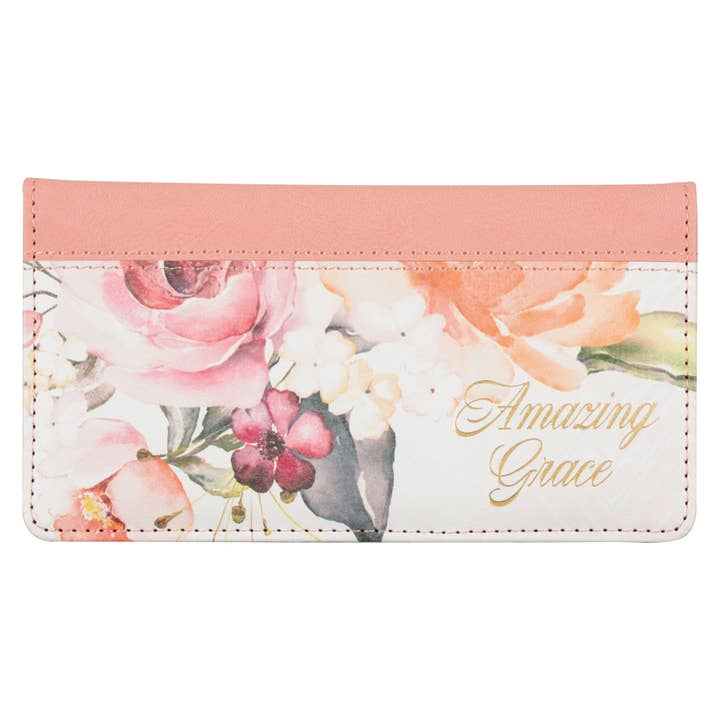 Christian Art Gifts - Wholesale Wallet - Women's - Checkbook Wallet Amazing Grace Floral