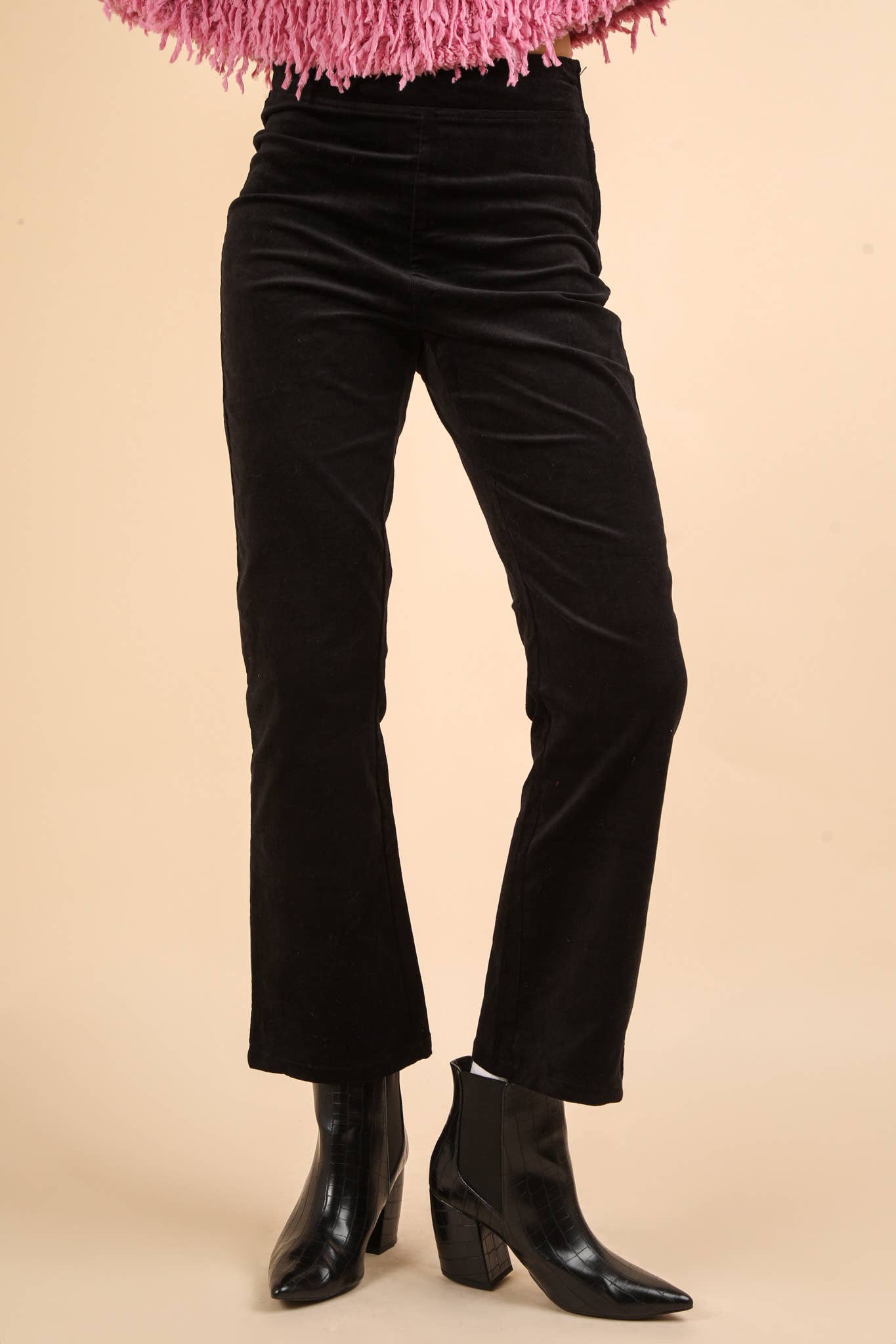 VERY J - Vente Pantalon – femme - NP70562-Pantalon en velours à coupe botte avec poches arrière0