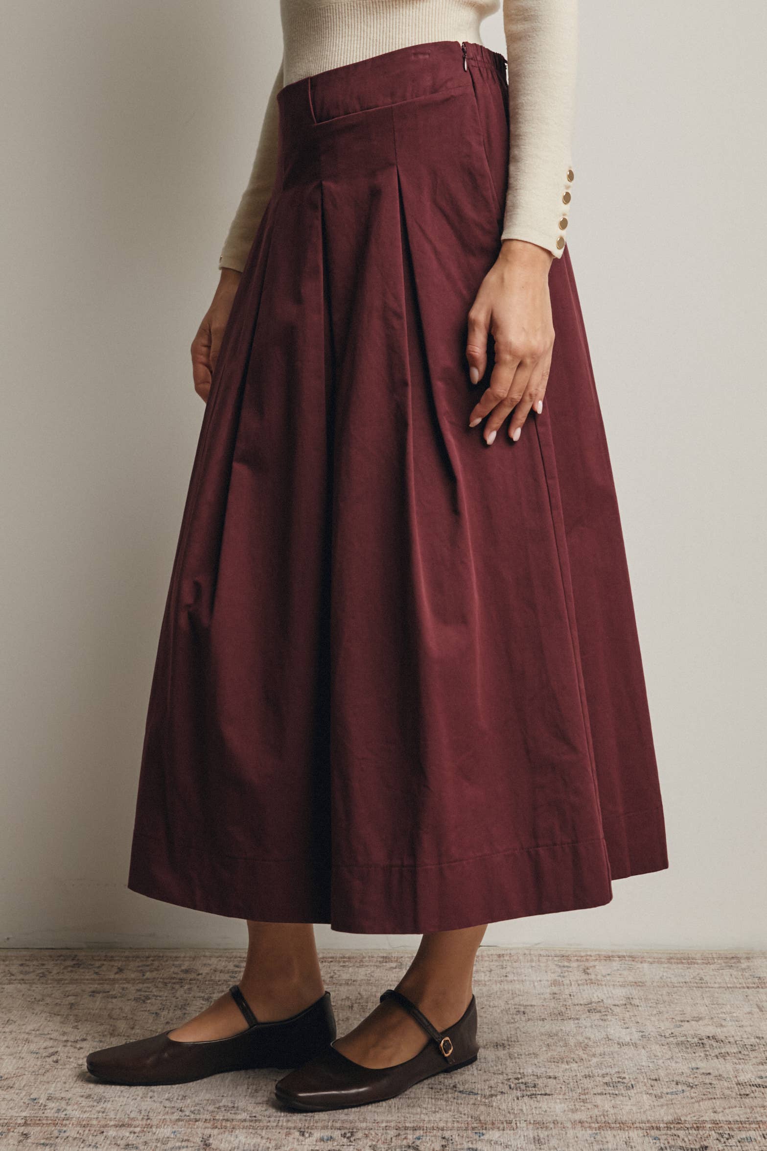 Forte – Großhandel Rock – Damen – Faltenrock in A-Linie, Midi, FSK000124