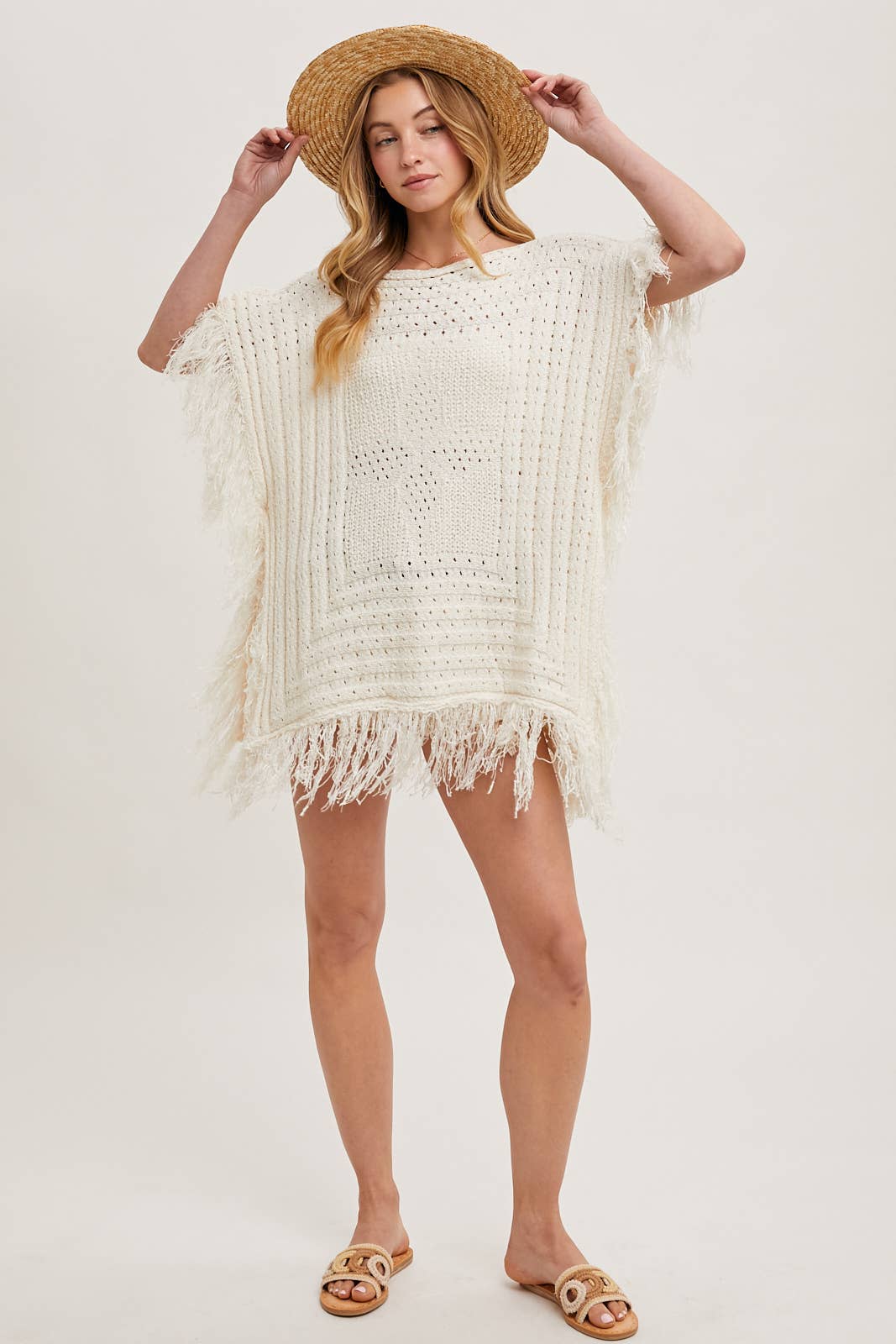 Bluivy - Vendita all'ingrosso Poncho - Donna - PONCHO WESTERN IN MAGLIA CON FRANGE8