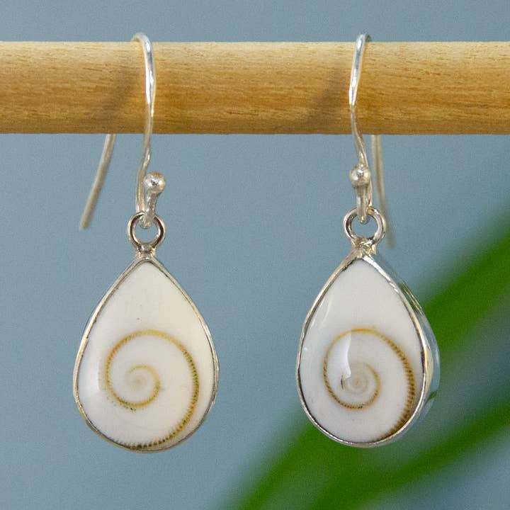 Petite Teardrop Eye of Shiva Earrings in Sterling Silver for wholesale by Ajmer by Jodi