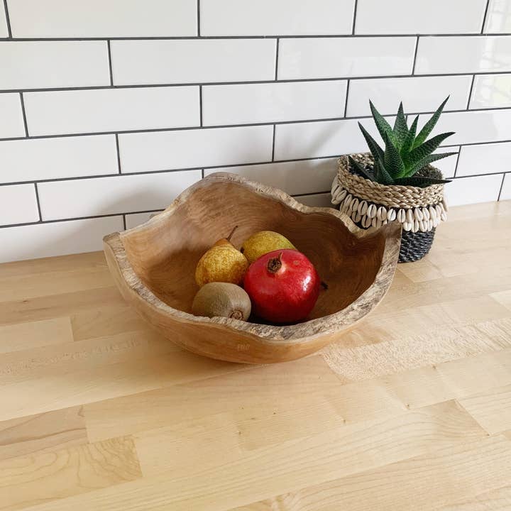 Large Rustic Wooden Bowl Teak for wholesale by Jak Jak Home