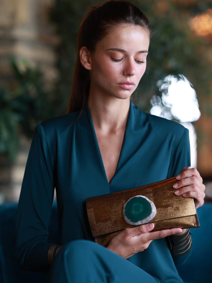 Portafoglio Mini Premium Inciso Oro Agata Verde per la vendita all'ingrosso da parte di Ecue