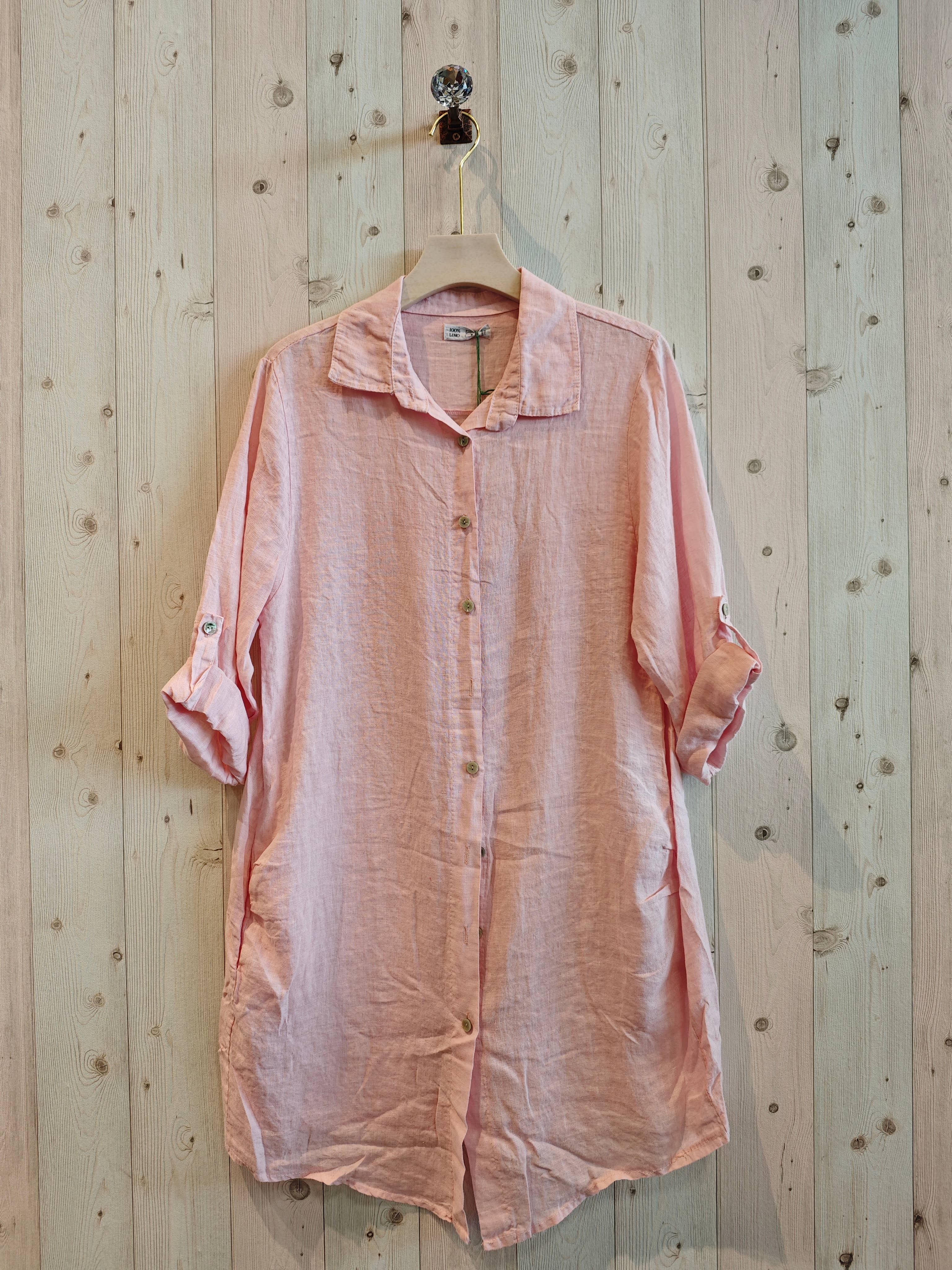 Linen & More – Engroshandel Skjorte med buttondown – til kvinder – REF 89075 kort skjortekjole i 100 % hør5