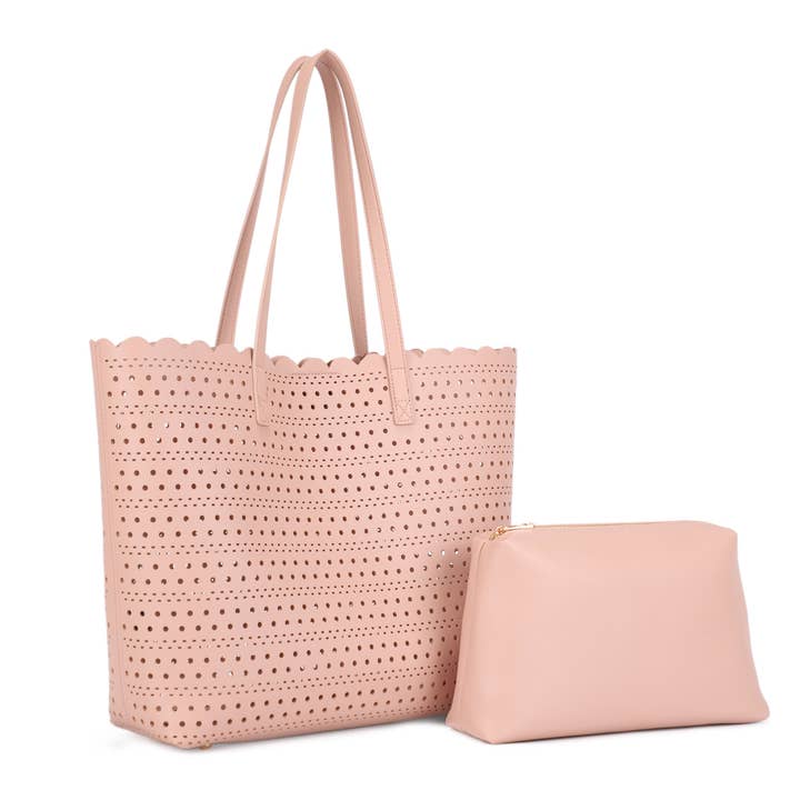 XY60147 Perforated Tote Set for wholesale by Isabelle Handbags