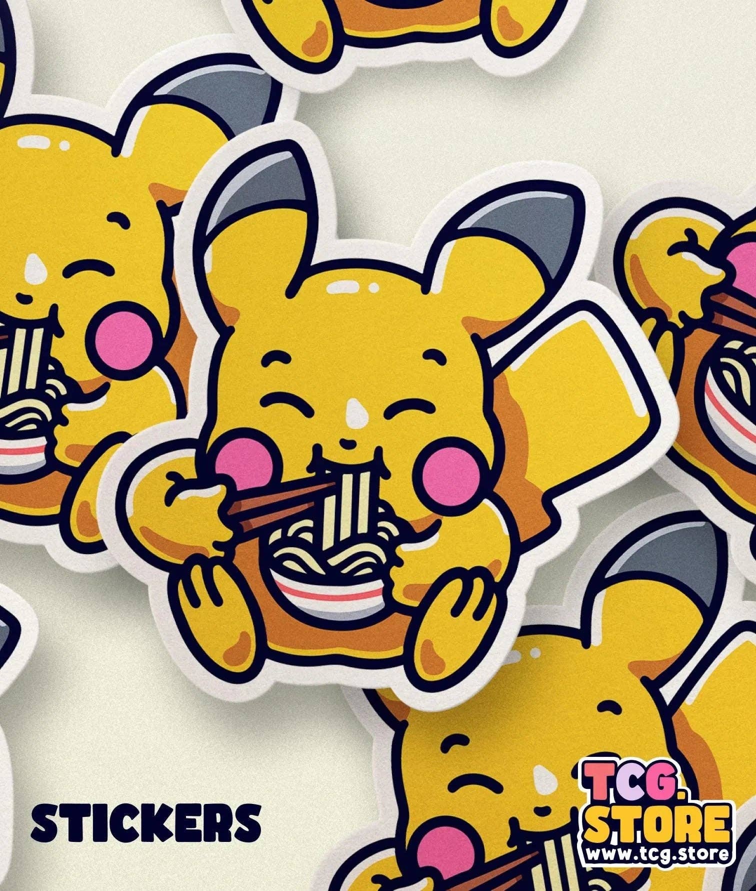 TCG.Store - TCGDOTSTORE - Wholesale Sticker - Pikachu Pokémon Sticker: Eating Ramen9