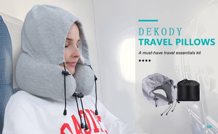 VIGOR - Vendita all'ingrosso Set da viaggio - Cuscino da viaggio con cappuccio a forma di U per collo (confezione da 10)6