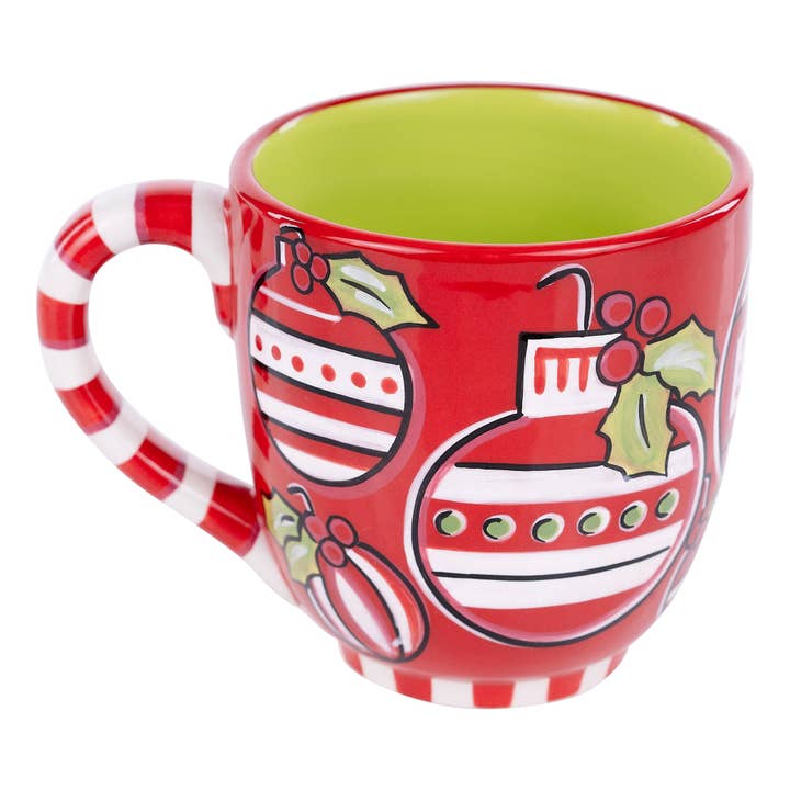 Red & White Holly Ornament Mug for wholesale by Glory Haus