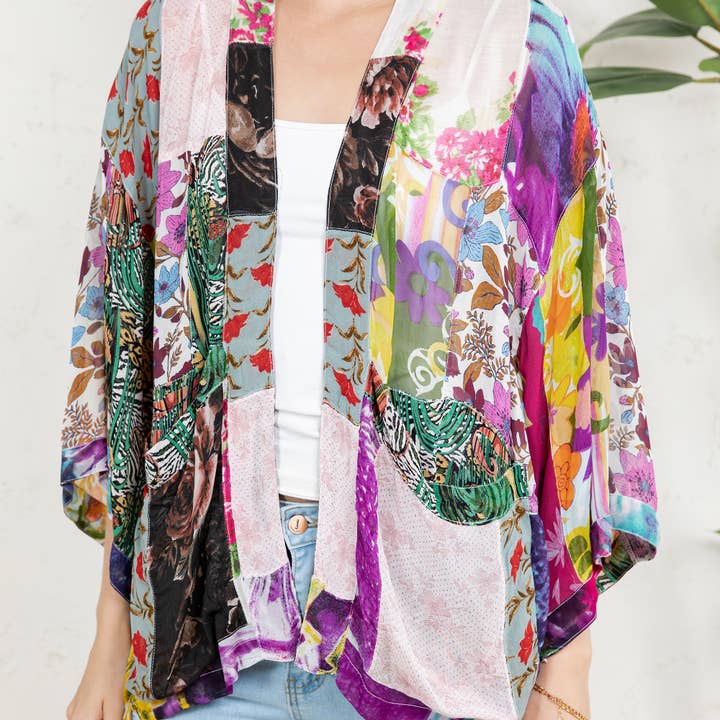 Young Threads - Wholesale Kimono - Women's - Kimono Top In Overdyed Mix N Match Patches - in 7 Color ways26