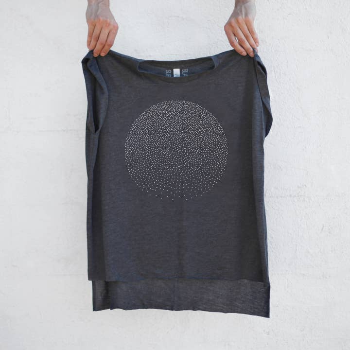 Snow Globe Full Moon Half Tone Muscle Tee Heather Gray for wholesale by Blackbird Supply Co.