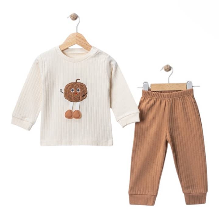 Conjunto de bebé de 2 piezas hecho de algodón con motivo de calabaza. para venta al por mayor de Cheeky Nomads