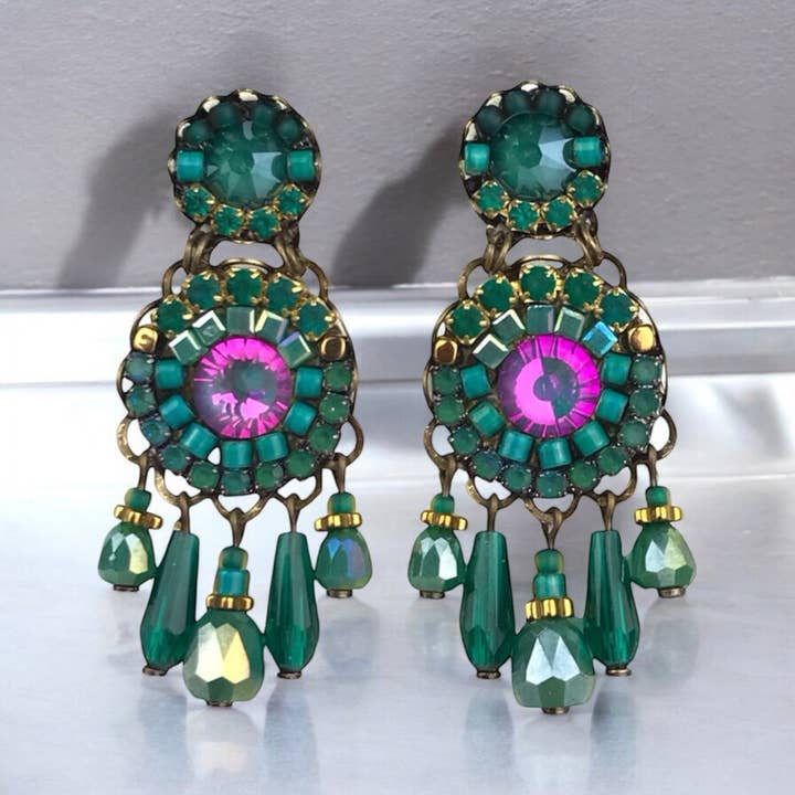 melizijewelry - Wholesale Dangle Earrings - GREEN Crystal Earrings Lila4
