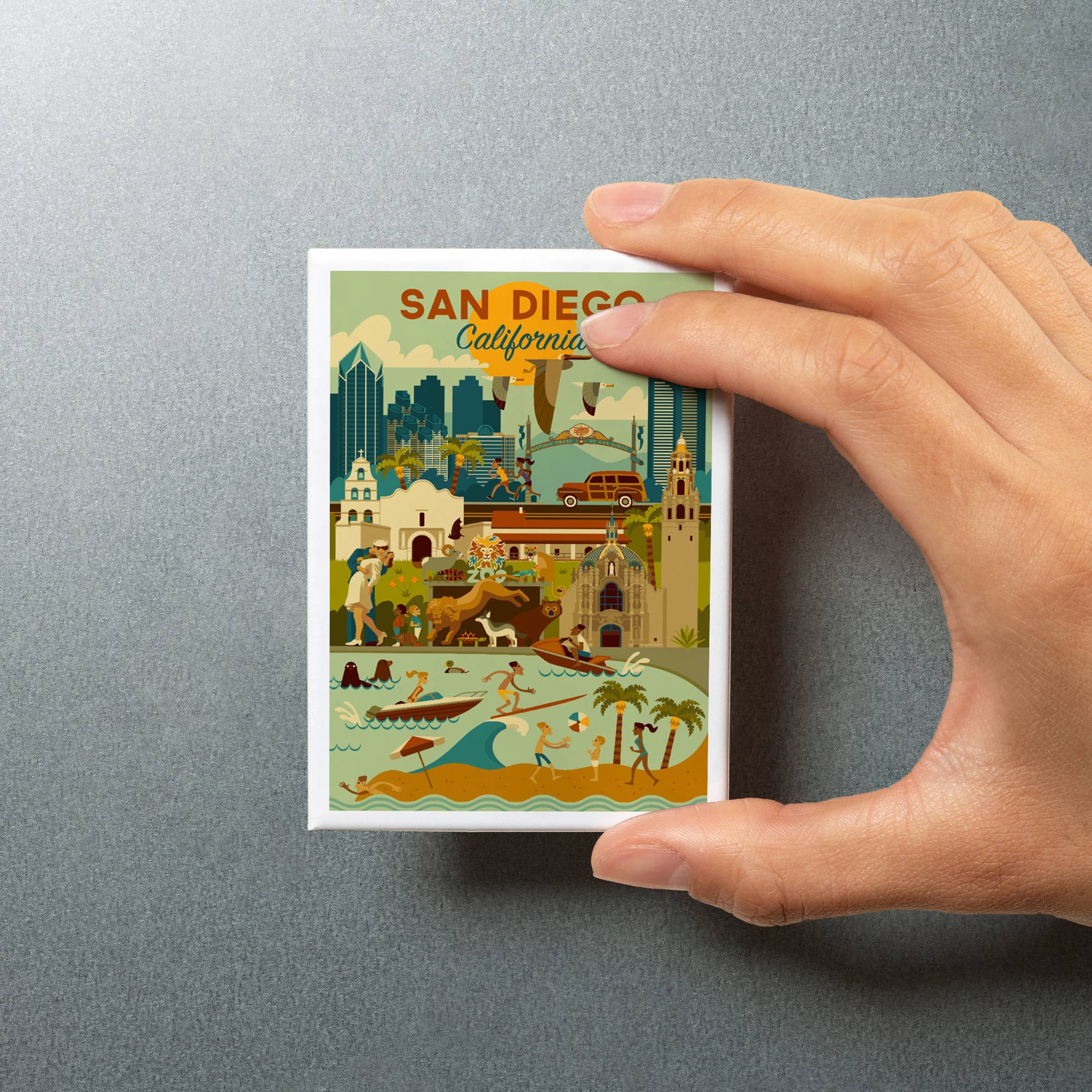 Lantern Press - Wholesale Magnet - MAGNET San Diego, California, Geometric5