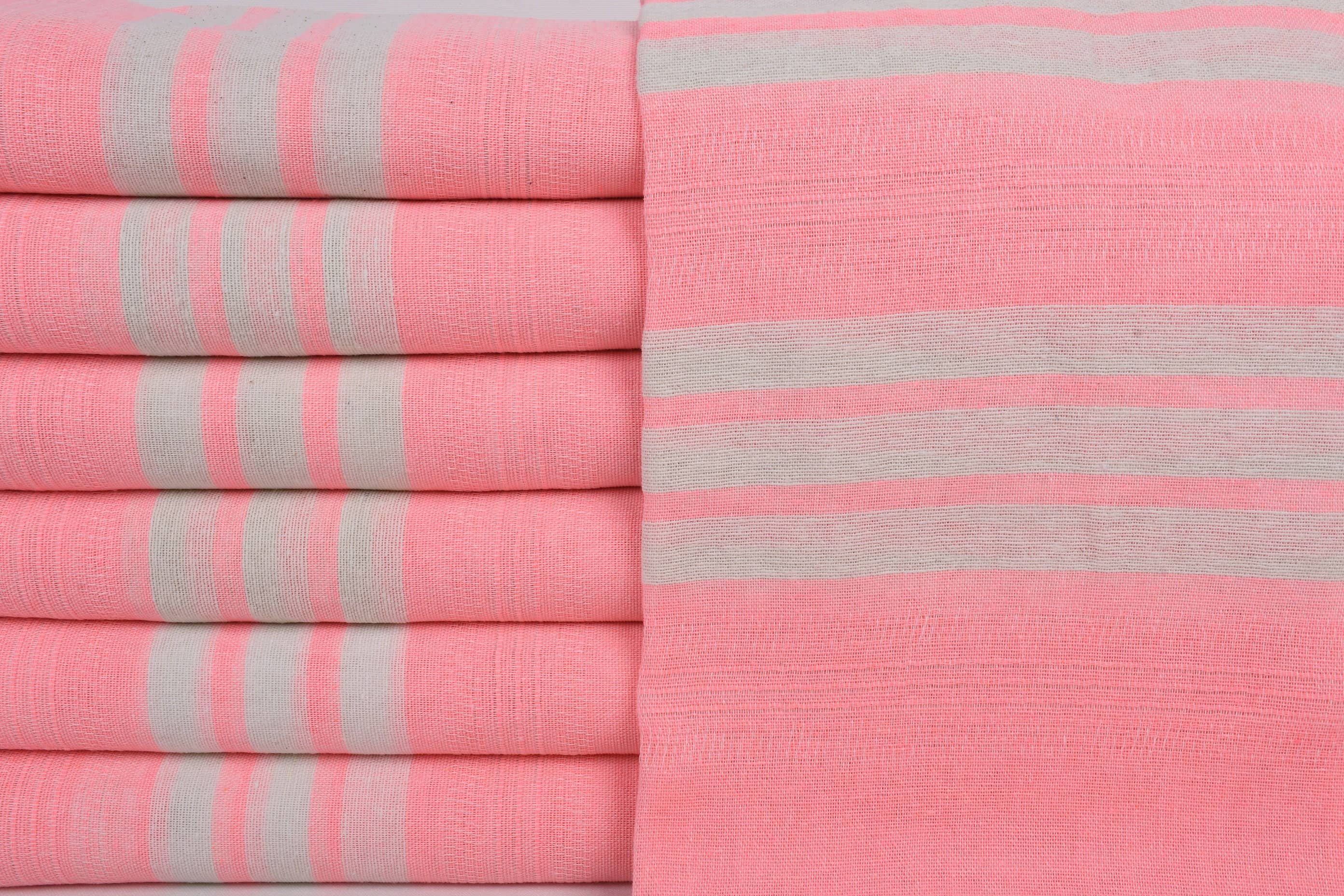Organic Turkish Towels - Wholesale Beach Towel - Beach Towel, Bright Pink Striped Towel1
