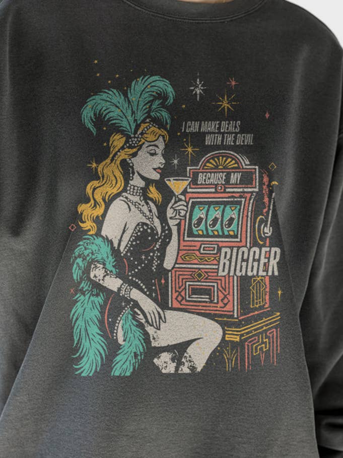 Deals with the Devil Showgirl Sweatshirt for wholesale by Girl Tribe Co