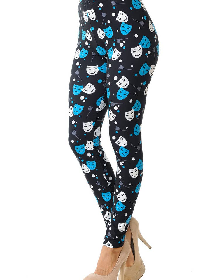 Creamy Soft Comedy Tragedy Mask Leggings for wholesale by USA Fashion