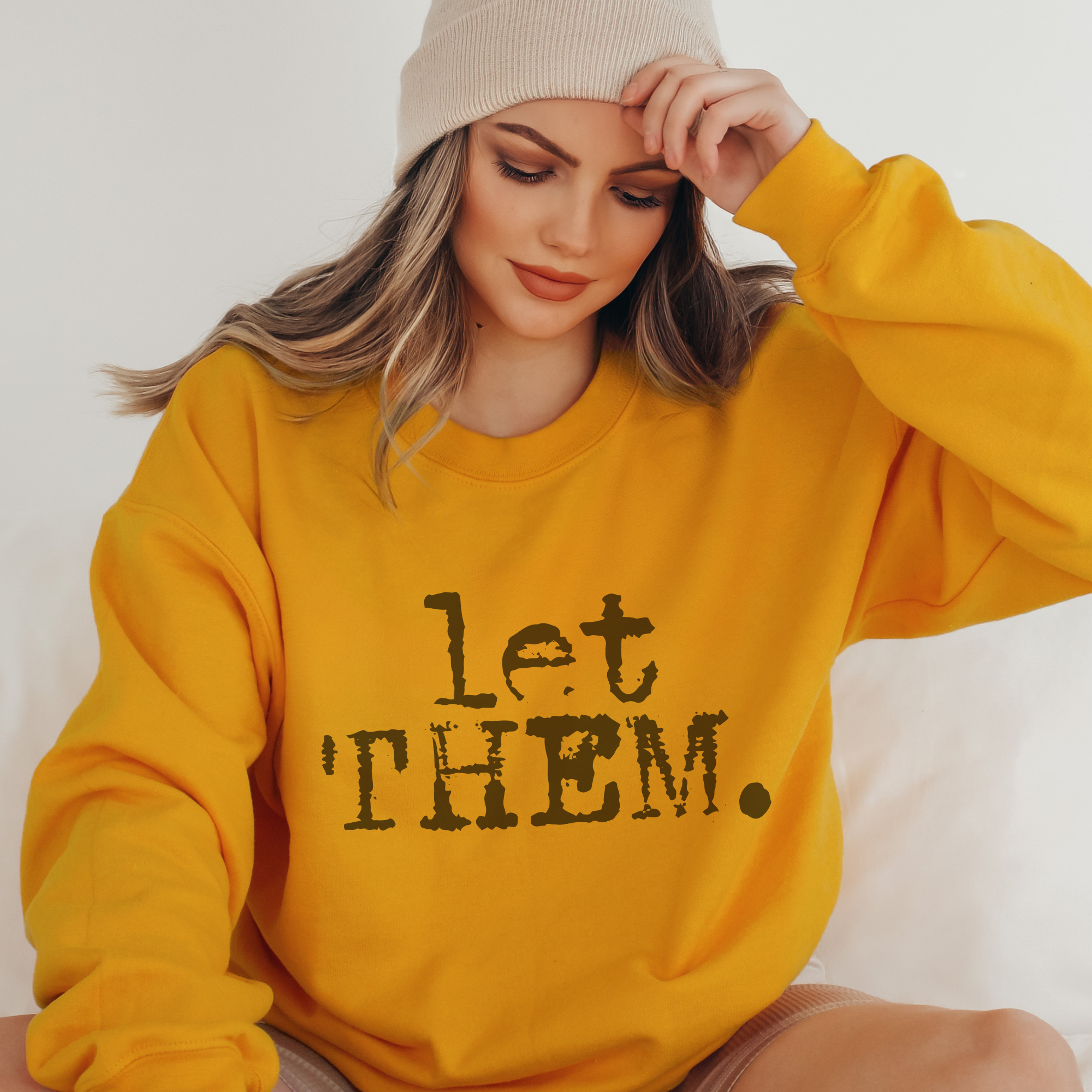 Trendznmore - Modern Graphic Apparel - Wholesale Graphic Sweatshirt - Women's - Let Them Distressed Typography Motivational Sweatshirt 4