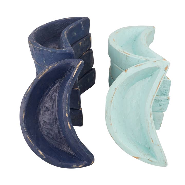 Moon Bowl-10 x 6 inches-Wood-Candle Ready-Blue Moon Fever for wholesale by My Amigos Imports