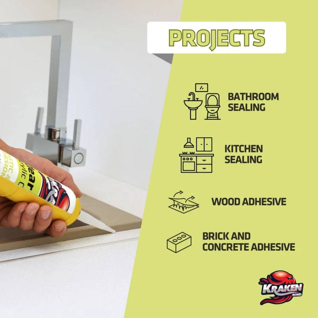 Dynamic Stone Tools - Wholesale  - Kraken Bond Clear Seal Acrylic Caulk - Clear2