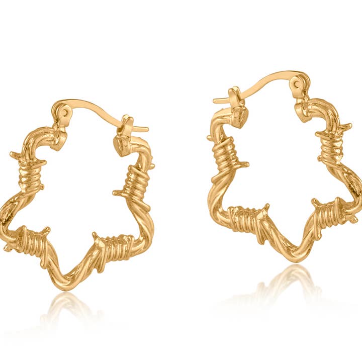 Sylvana Barbwire Star Earrings for wholesale by Big Metal London