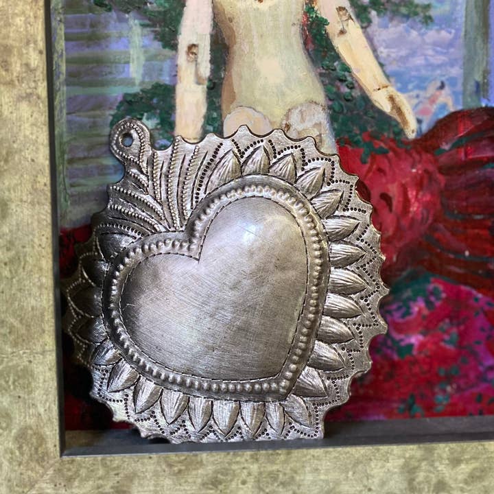 Haiti Fair Trade~ It's Cactus - Wholesale Wall Accent - Sacred Heart, Wall Decor,Handmade Metal Haiti 4.25" x 4.5"4