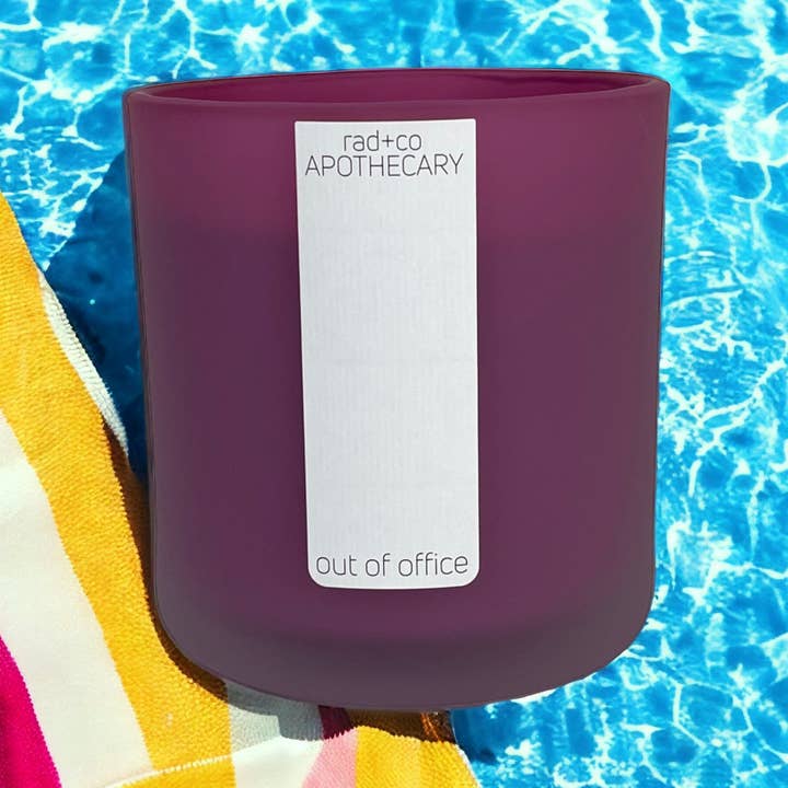 Out of office 12 oz candle for wholesale by rad+co APOTHECARY