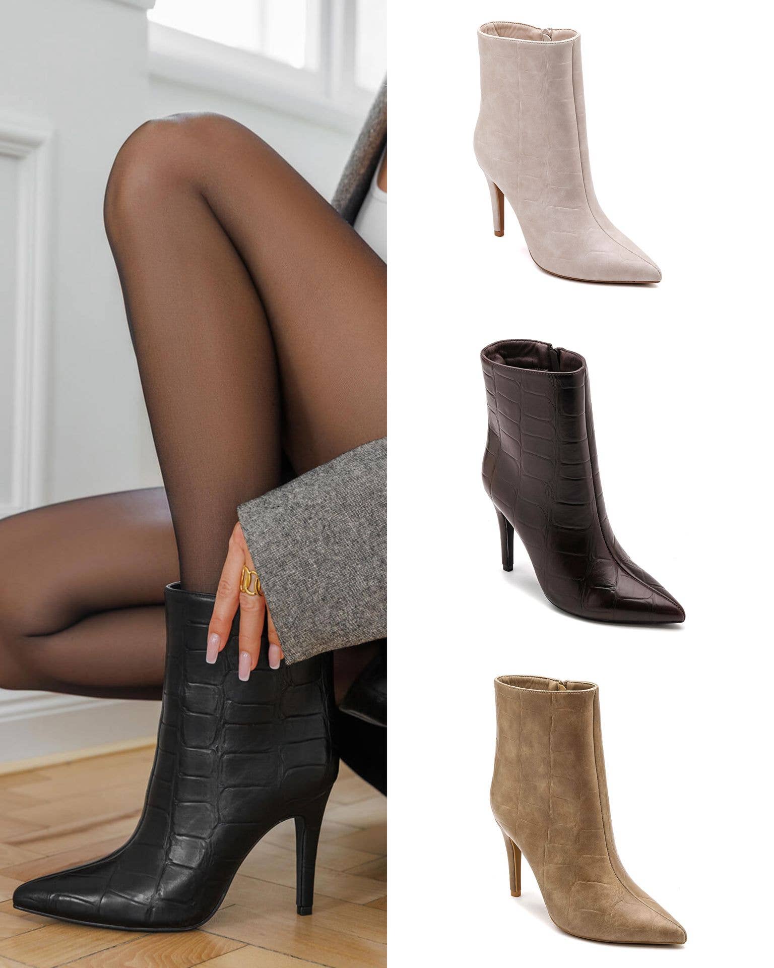 No Doubt Shoes – wholesale Booties – Women's – WOMEN'S CROC HEELED ANKLE BOOTS18