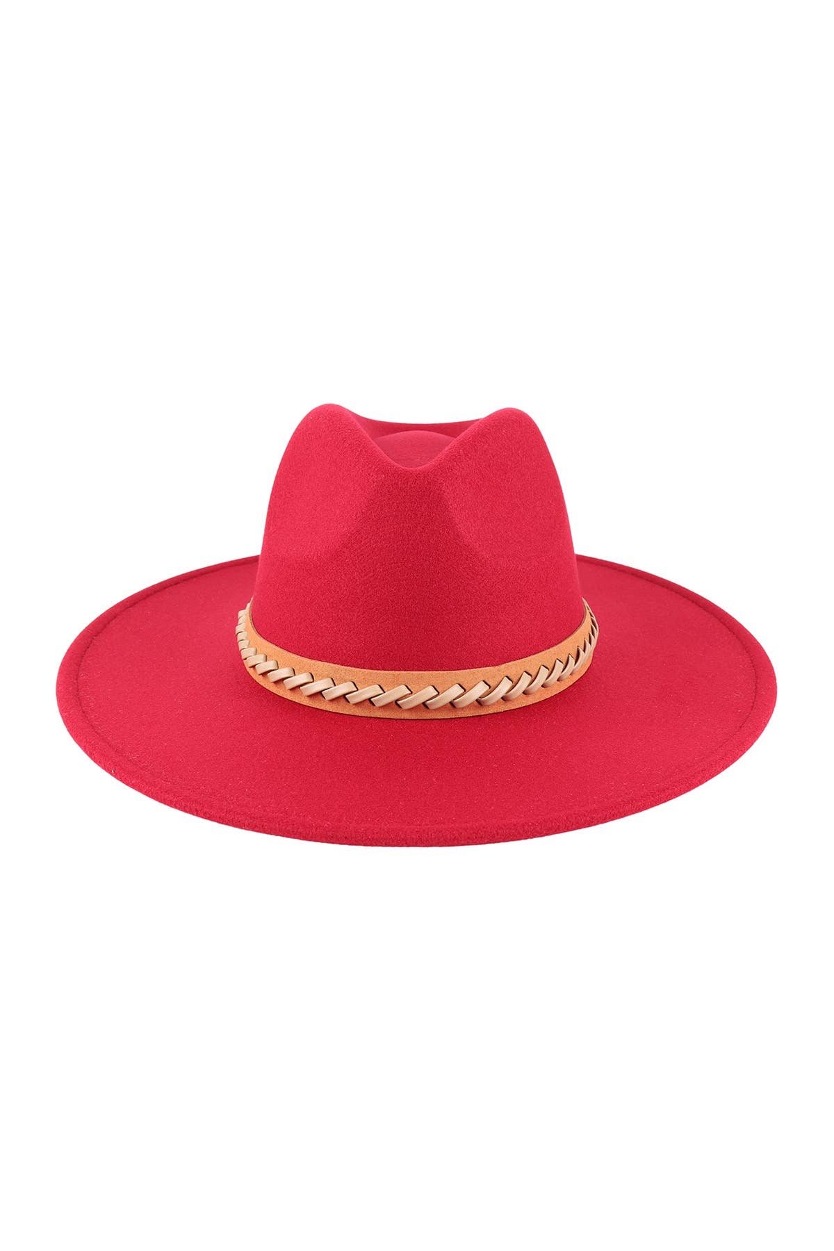 Pink Irene Wholesale - Wholesale Fedora - Women's - FELT FASHION BRIM HAT WITH LEATHER BRAIDED TRIM1