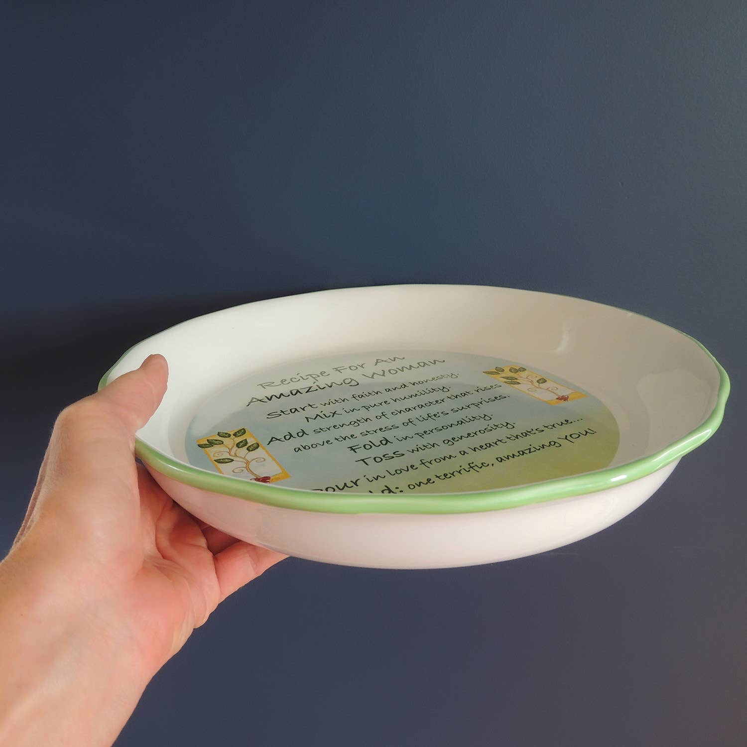 Abbey + CA Gift - Wholesale Serving Plate - Amazing Woman Green Pie Plate4