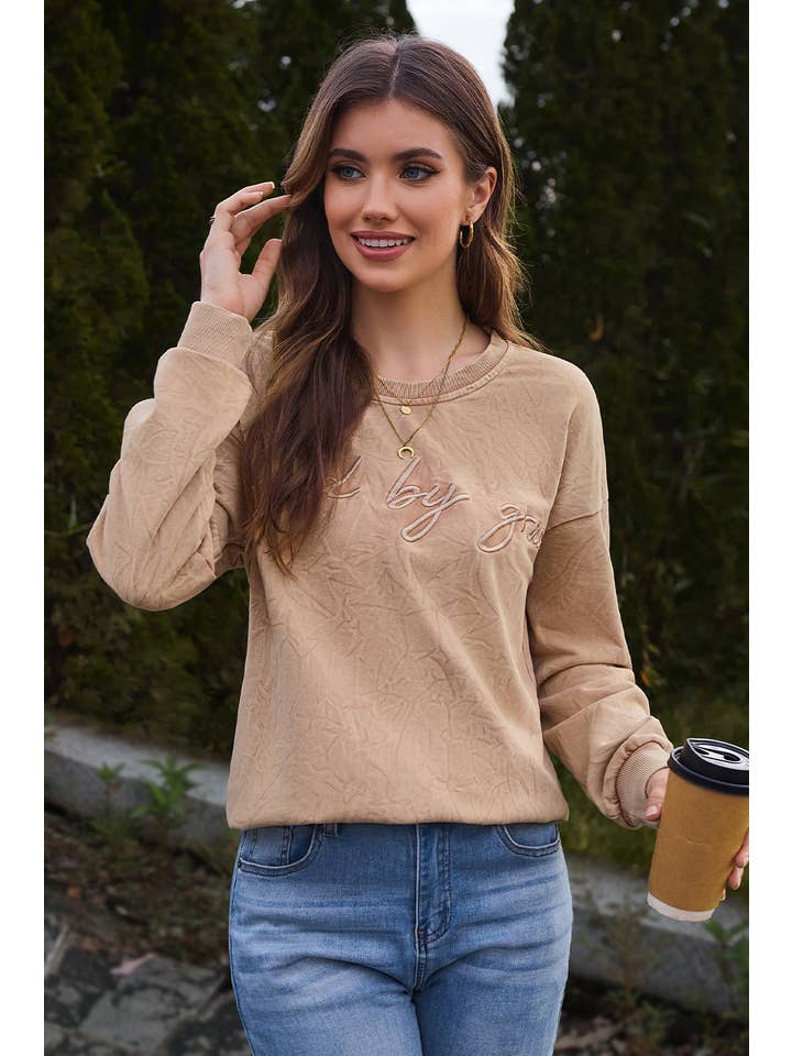 Aapparella - Wholesale Sweatshirt - Women's - Saved by grace Embroidery Mineral Wash Sweatshirt | S-XL17