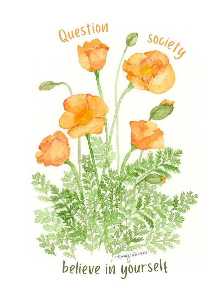 Impression Giclée Aquarelle Florale "Question Society" pour la vente par Beauty Is Inside