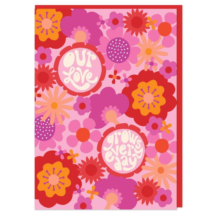 Il nostro amore cresce ogni giorno - Biglietto di San Valentino per la vendita all'ingrosso da parte di Raspberry Blossom