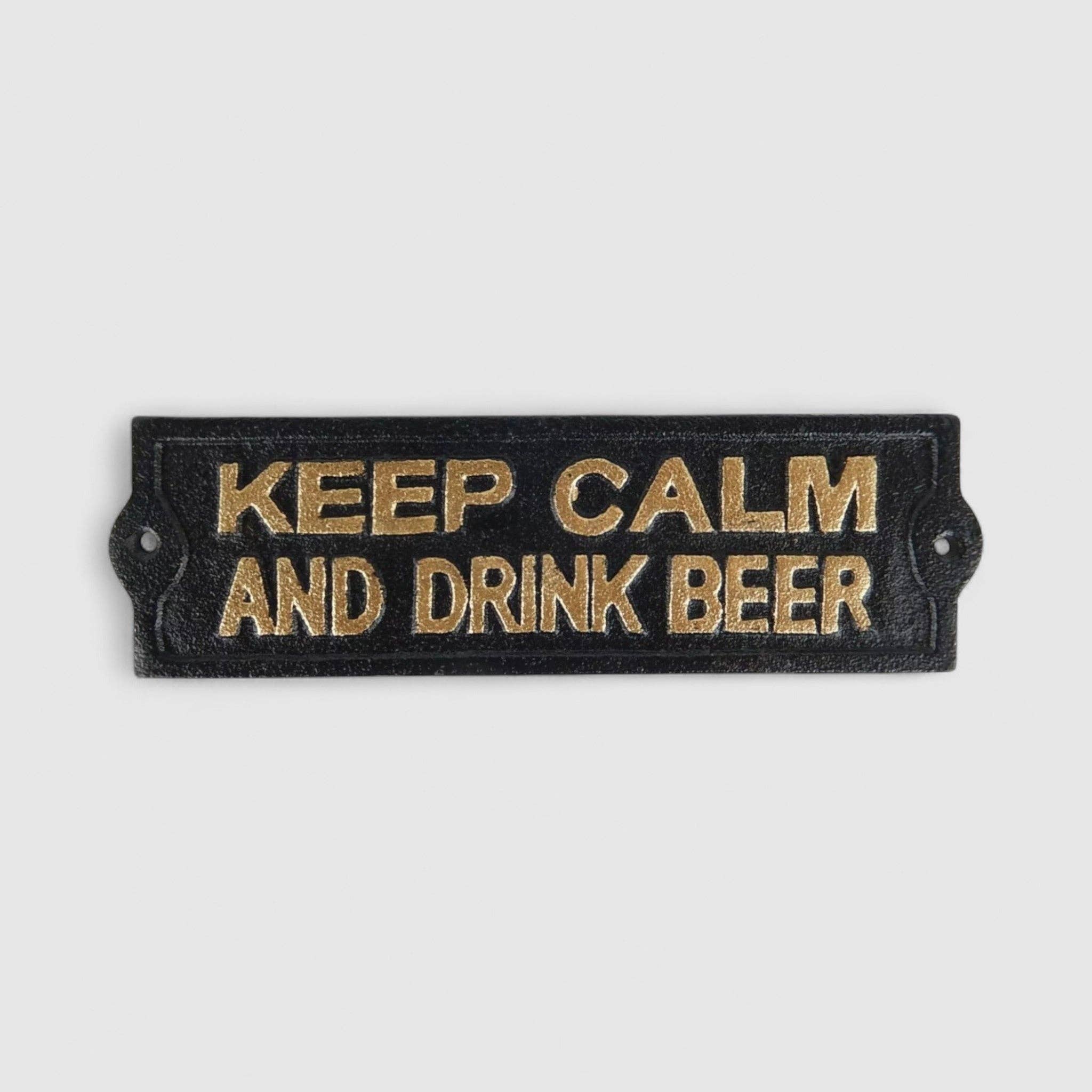 Iron & Blossom – wholesale Sign – Relaxed Cast Iron Plaque: Keep Calm And Drink Beer - Pub-Style Sign1