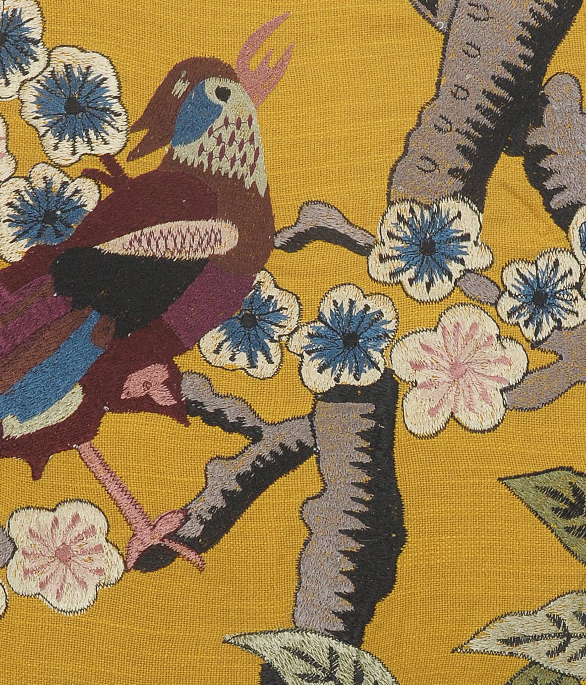 LR Home - Vente Coussin décoratif - Coussin décoratif en coton avec motif d'oiseaux tropicaux et floraux1