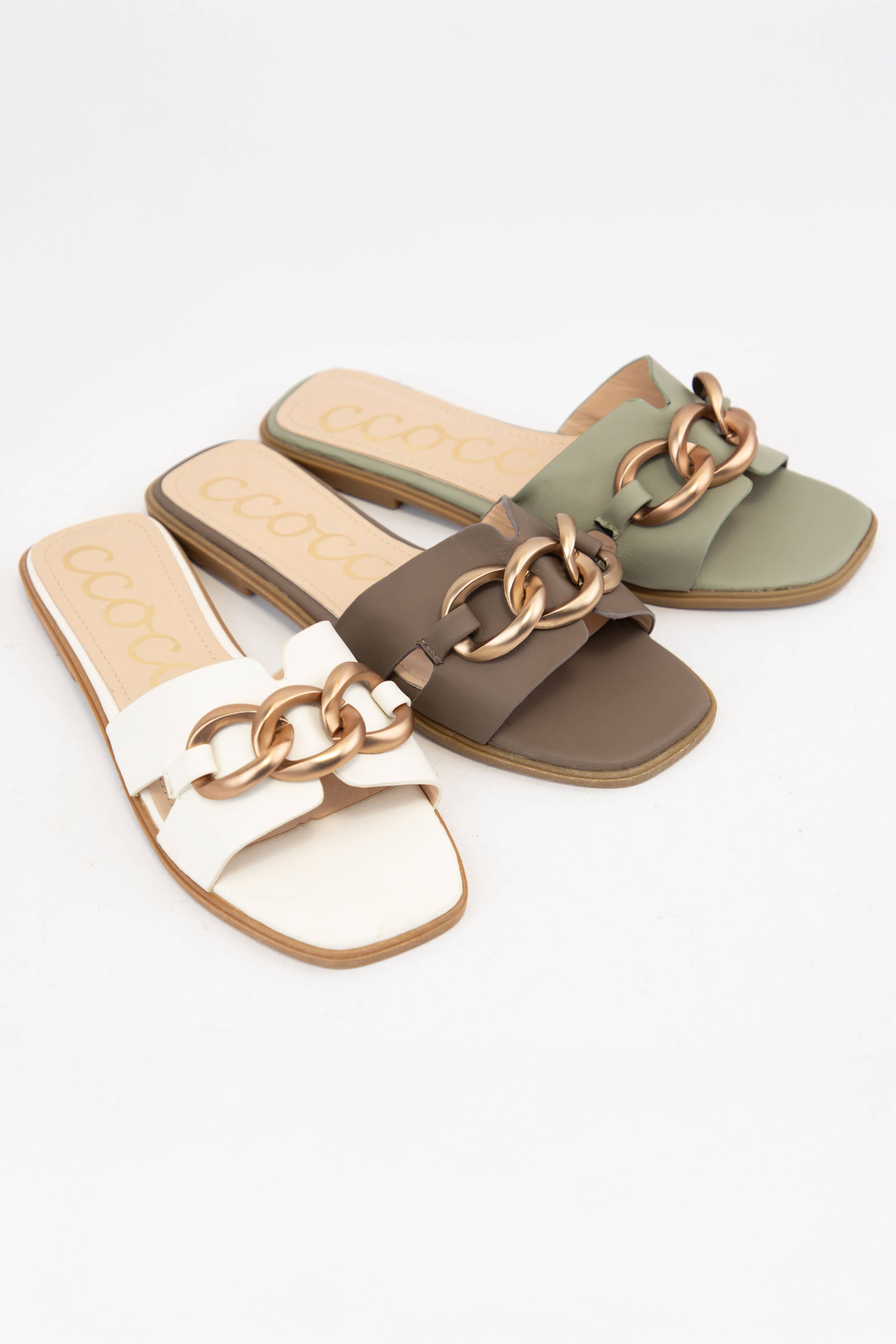 CCOCCI - Wholesale Sandals - Women's - BRONZE BOLD CHAIN H-SHAPED SANDAL4