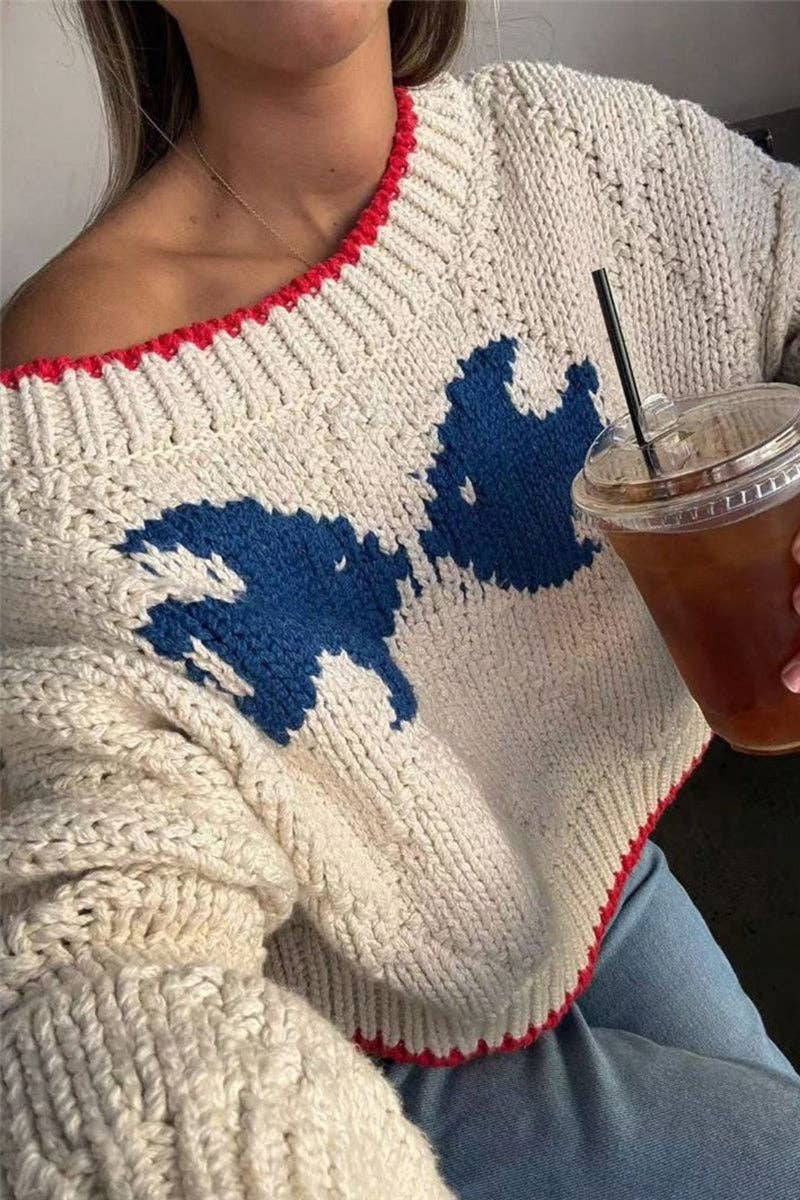 BEIGE Pull court en maille avec bordure contrastante en vente sur Faire1