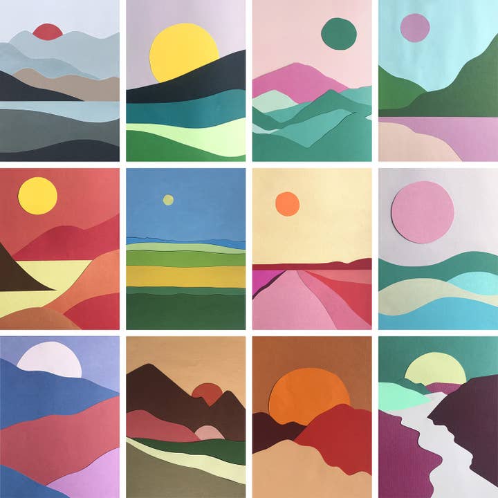 Landscapes postcards - Set of 12 in a box for wholesale by Happy Whatever